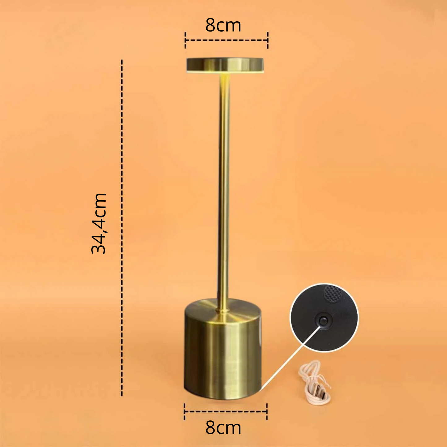 Lampe de chevet tactile rétro en métal