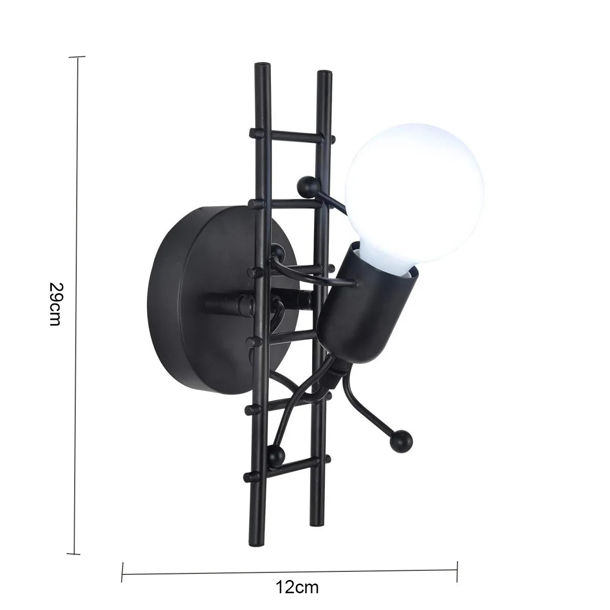 Lampe de chevet murale en métal en forme de bonhomme sur une échelle