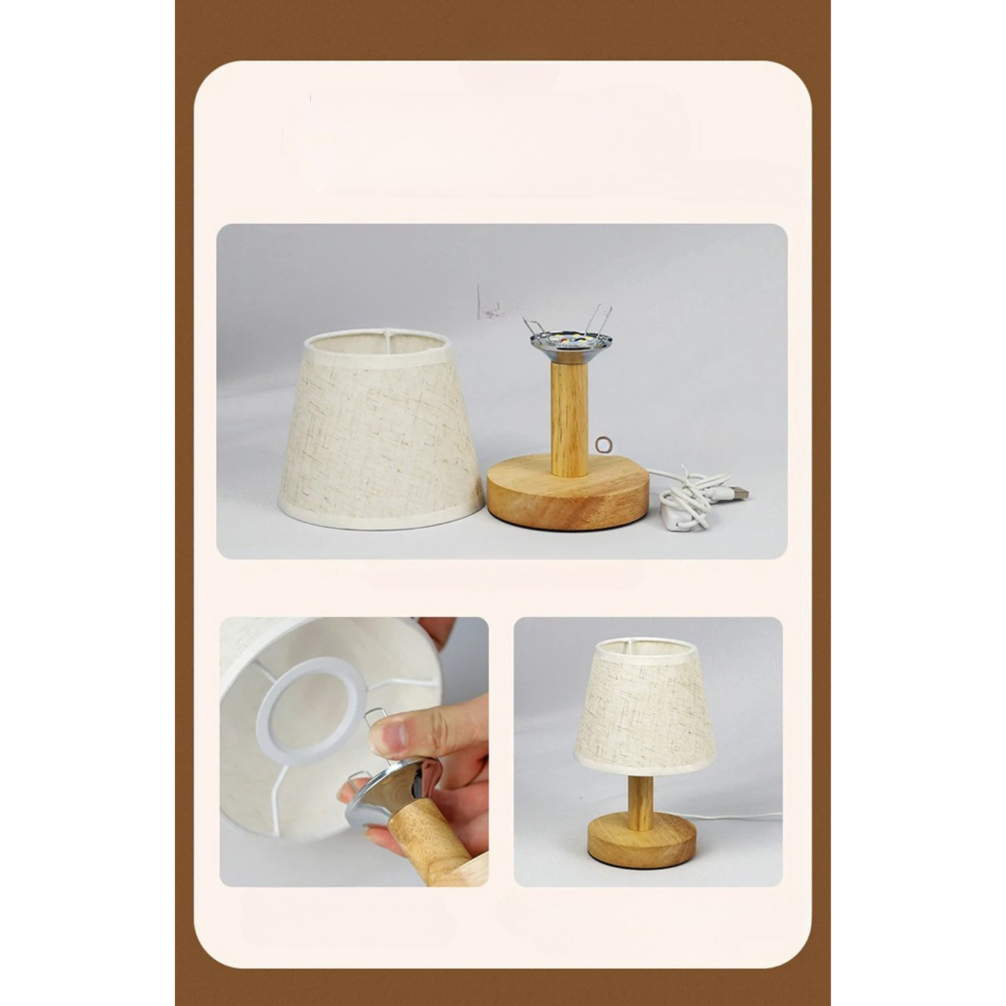 Lampe de chevet en bois scandinave en forme d'éventail
