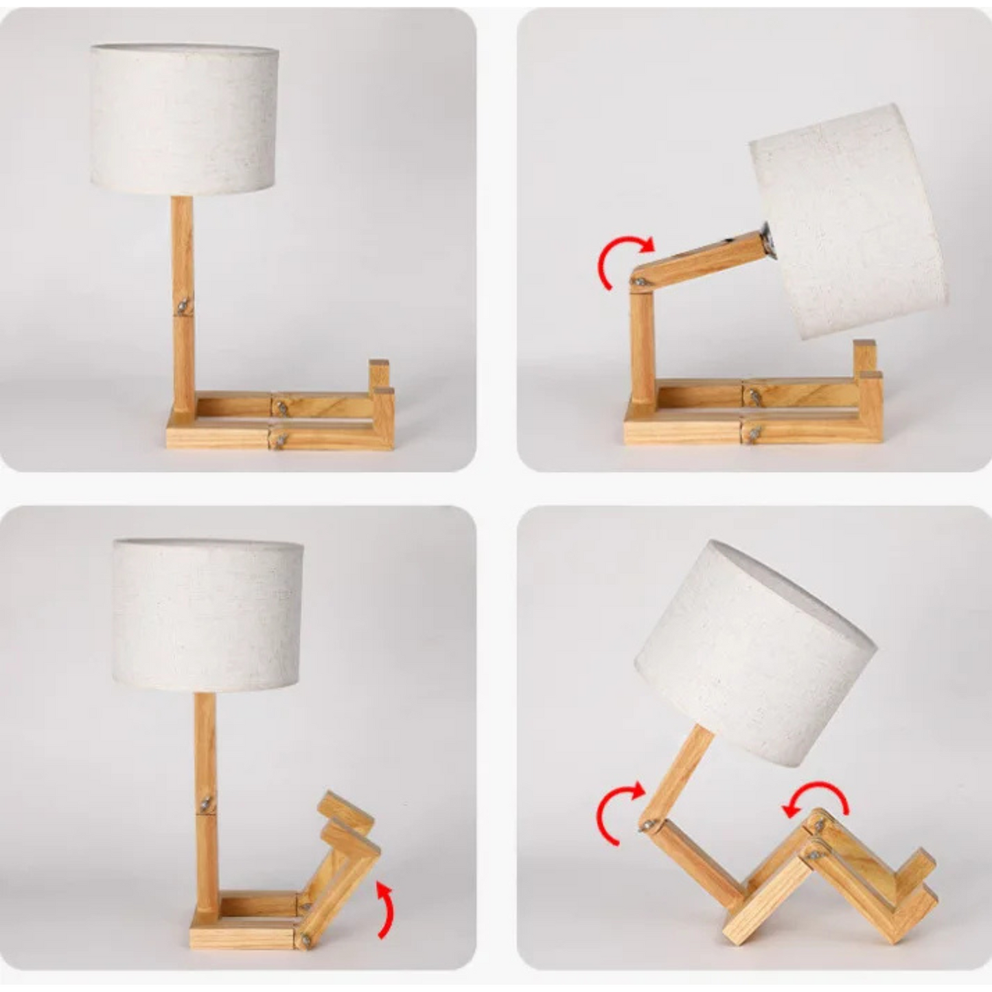 Lampe de chevet en bois artisanale en forme de petit bonhomme