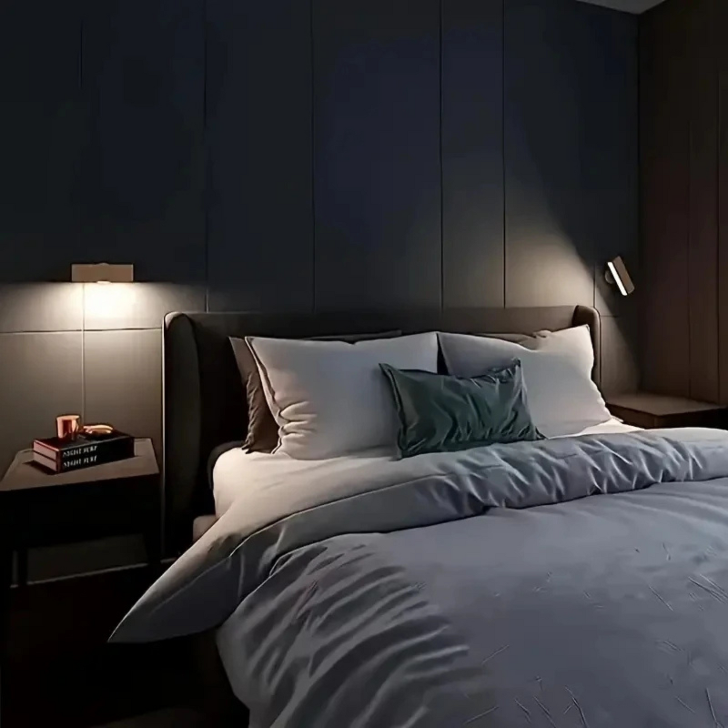 Lampe de chevet murale en bois sans fil orientable & rechargeable