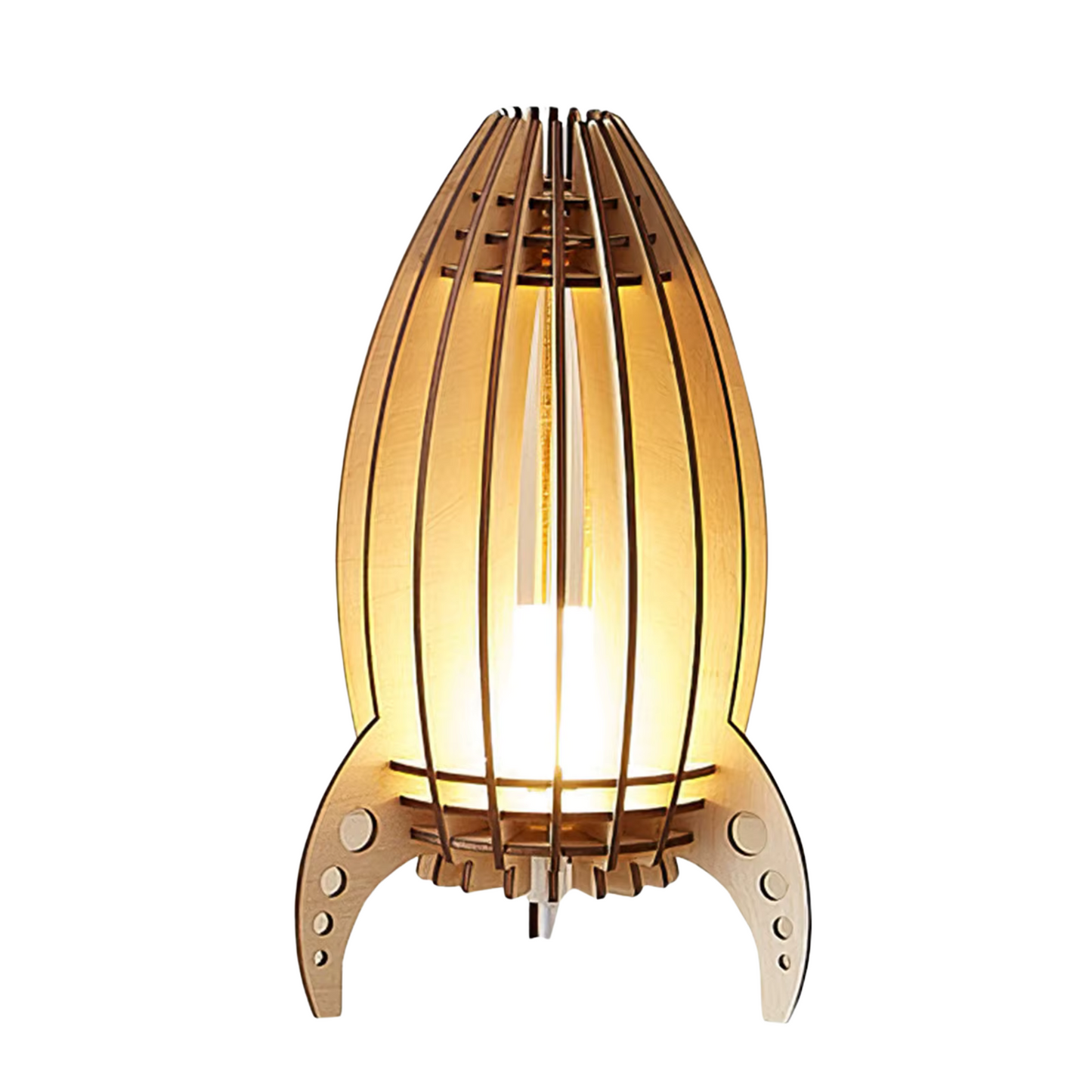 Lampe de chevet en bois sans fil fusée