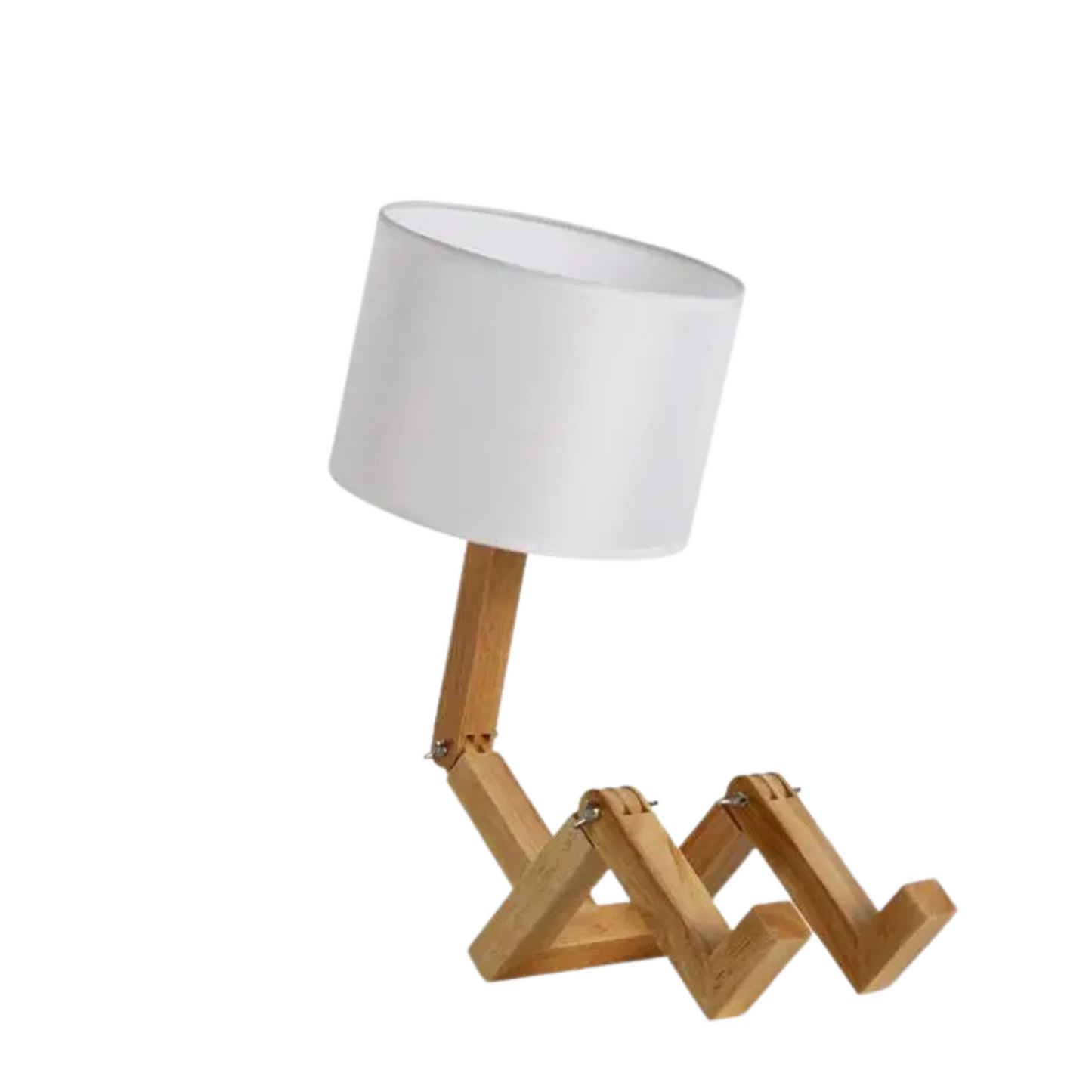 Lampe de chevet en bois artisanale en forme de petit bonhomme