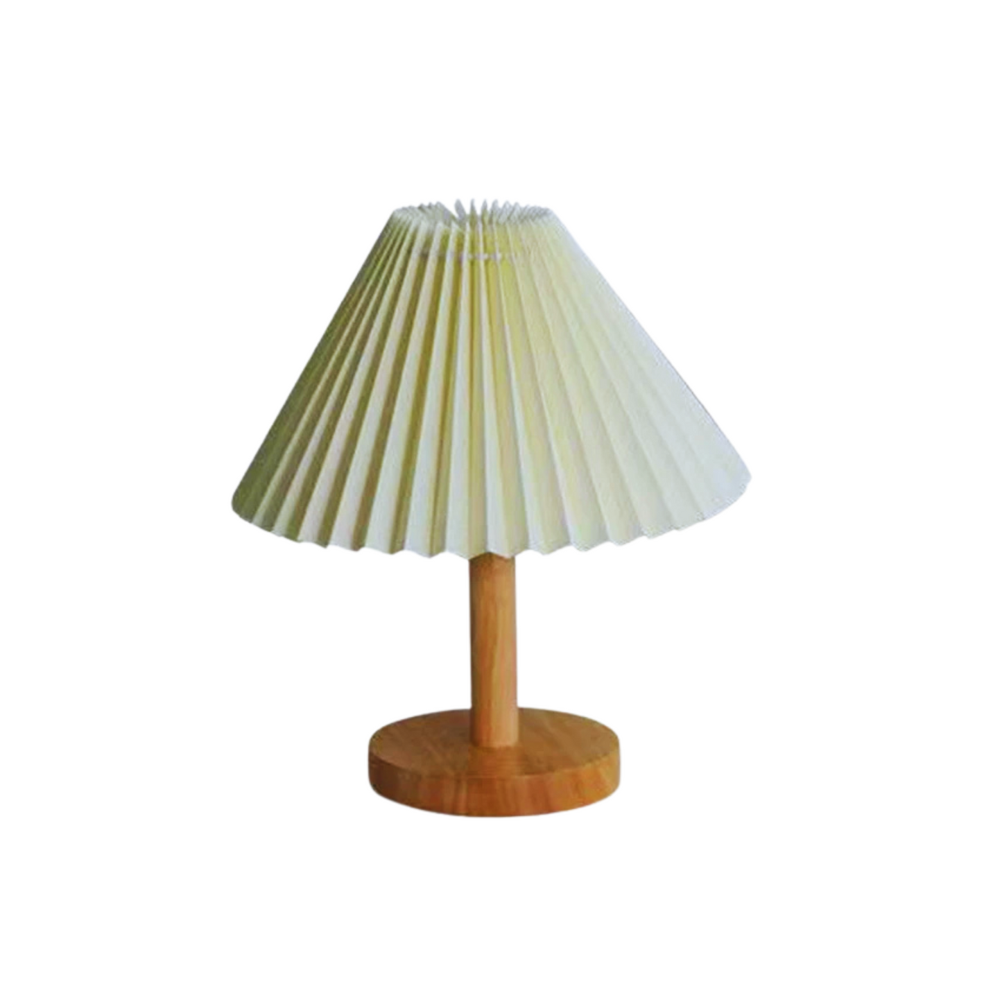 Lampe de Chevet en bois naturel bohème avec abat-jour plissé