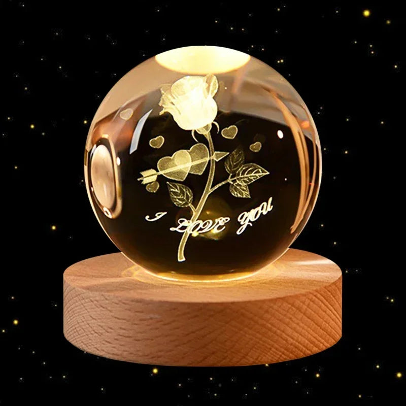 Lampe de chevet design sans fil boule de cristal