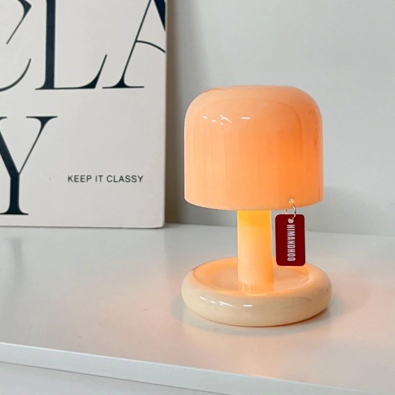 Petite lampe de chevet sans fil rechargeable en forme de champignon