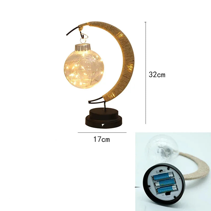 Lampe de chevet rotin en forme de croissant de lune