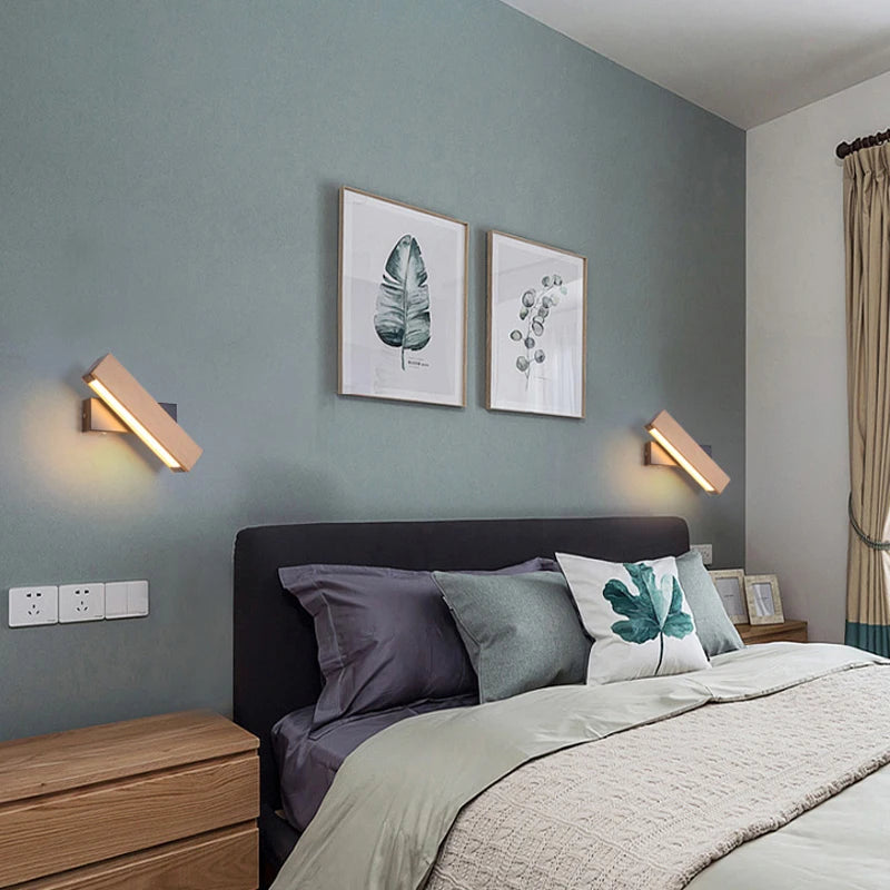 Lampe de chevet murale scandinave en bois
