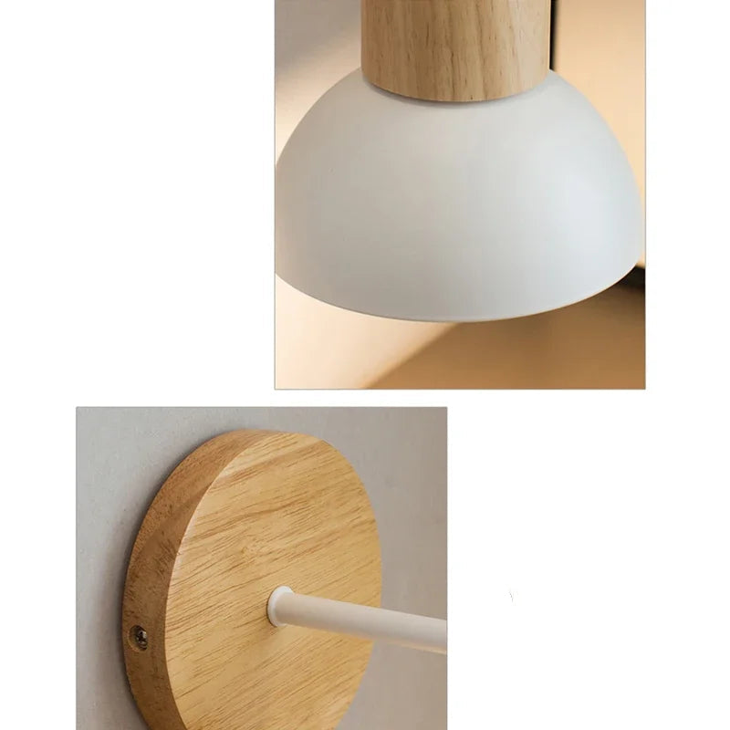 Lampe de chevet murale scandinave en bois & métal