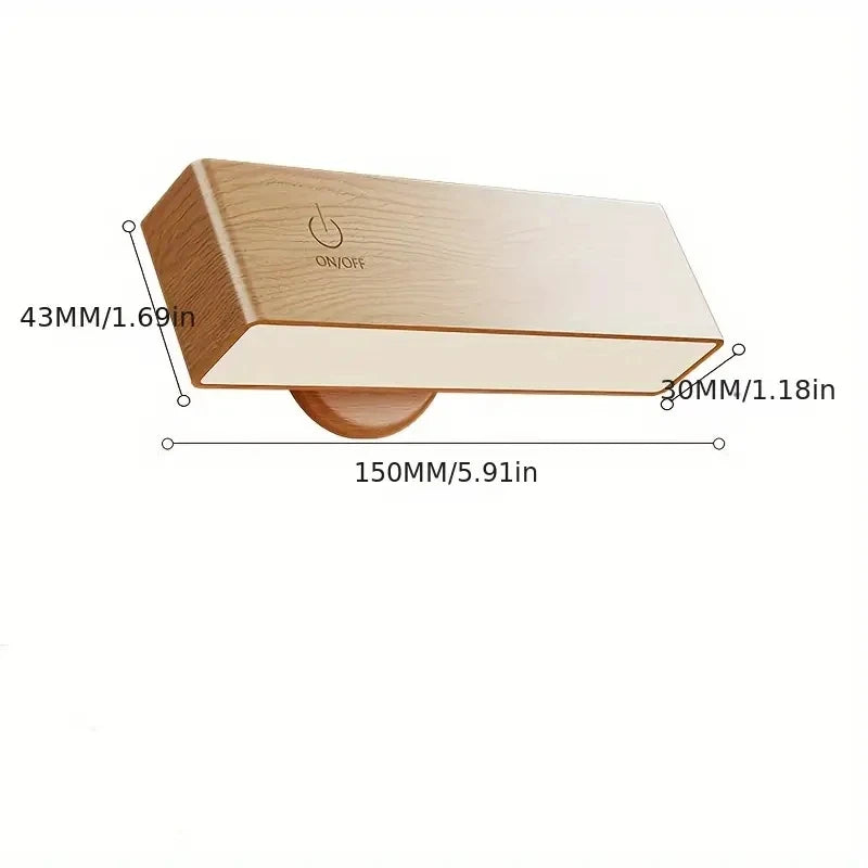 Lampe de chevet murale en bois sans fil orientable & rechargeable