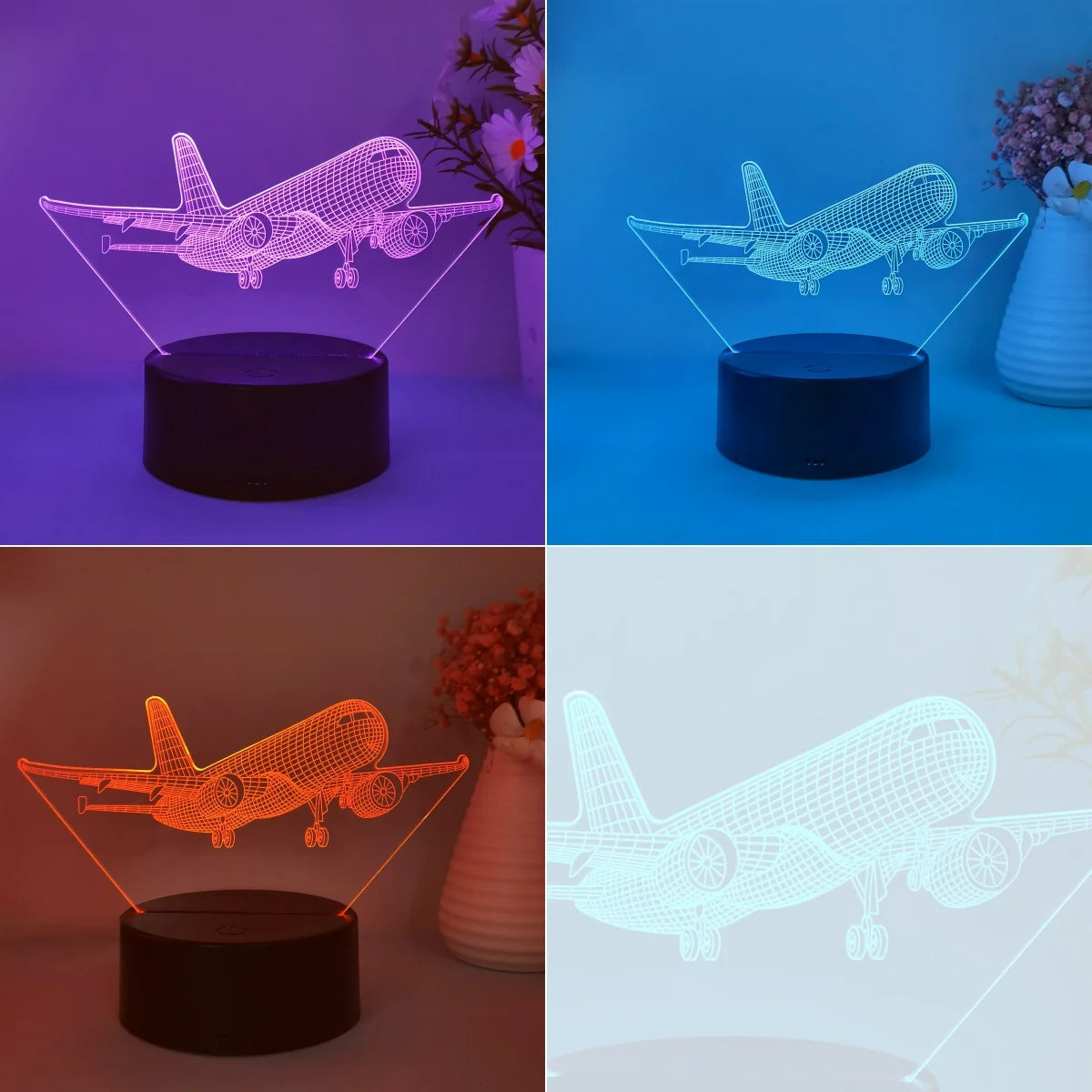 Lampe de chevet pour enfant à pile tactile avion 3D.