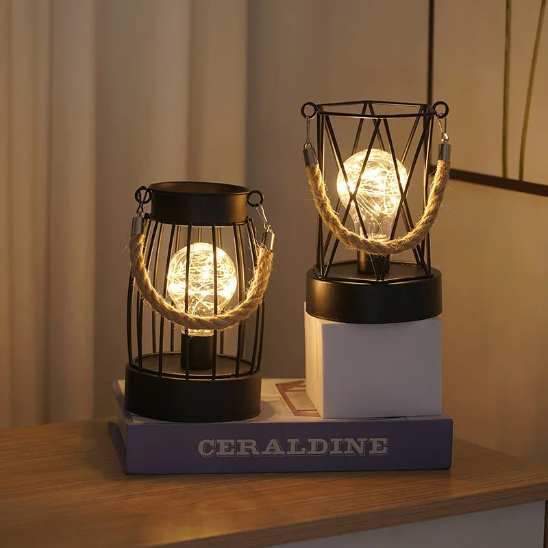 Petite lampe de chevet vintage en métal à pile