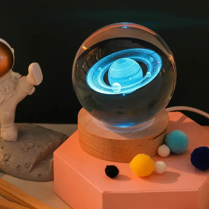 Petite lampe de chevet pour enfant tactile boule de cristal astronomie