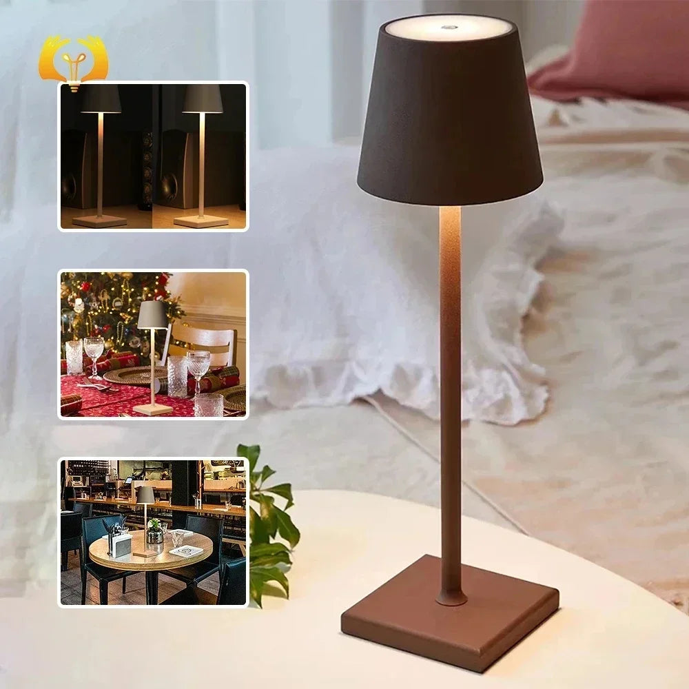 Lampe de chevet sans fil & rechargeable en métal