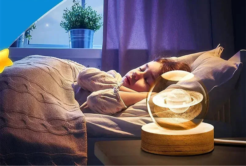 Lampe de chevet design sans fil boule de cristal