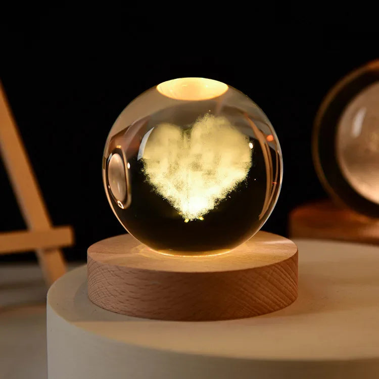 Lampe de chevet design sans fil boule de cristal