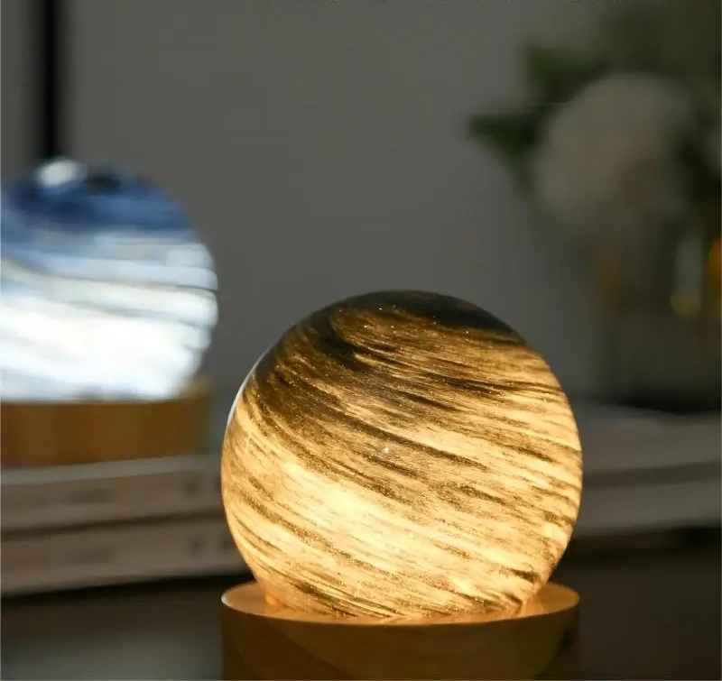 Petite lampe de chevet sans fil boule de cristal en verre