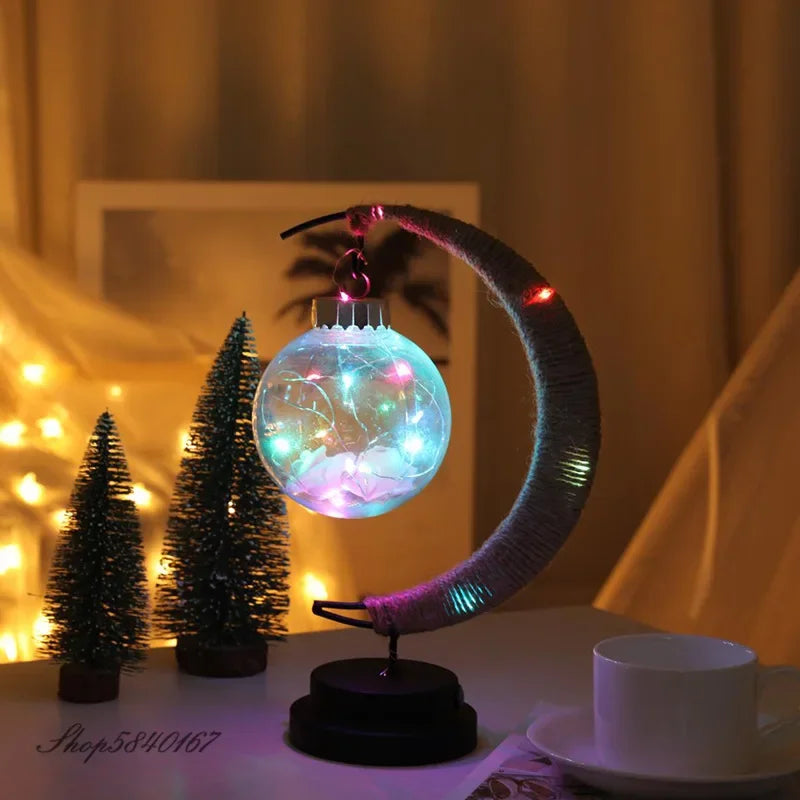 Lampe de chevet rotin en forme de croissant de lune