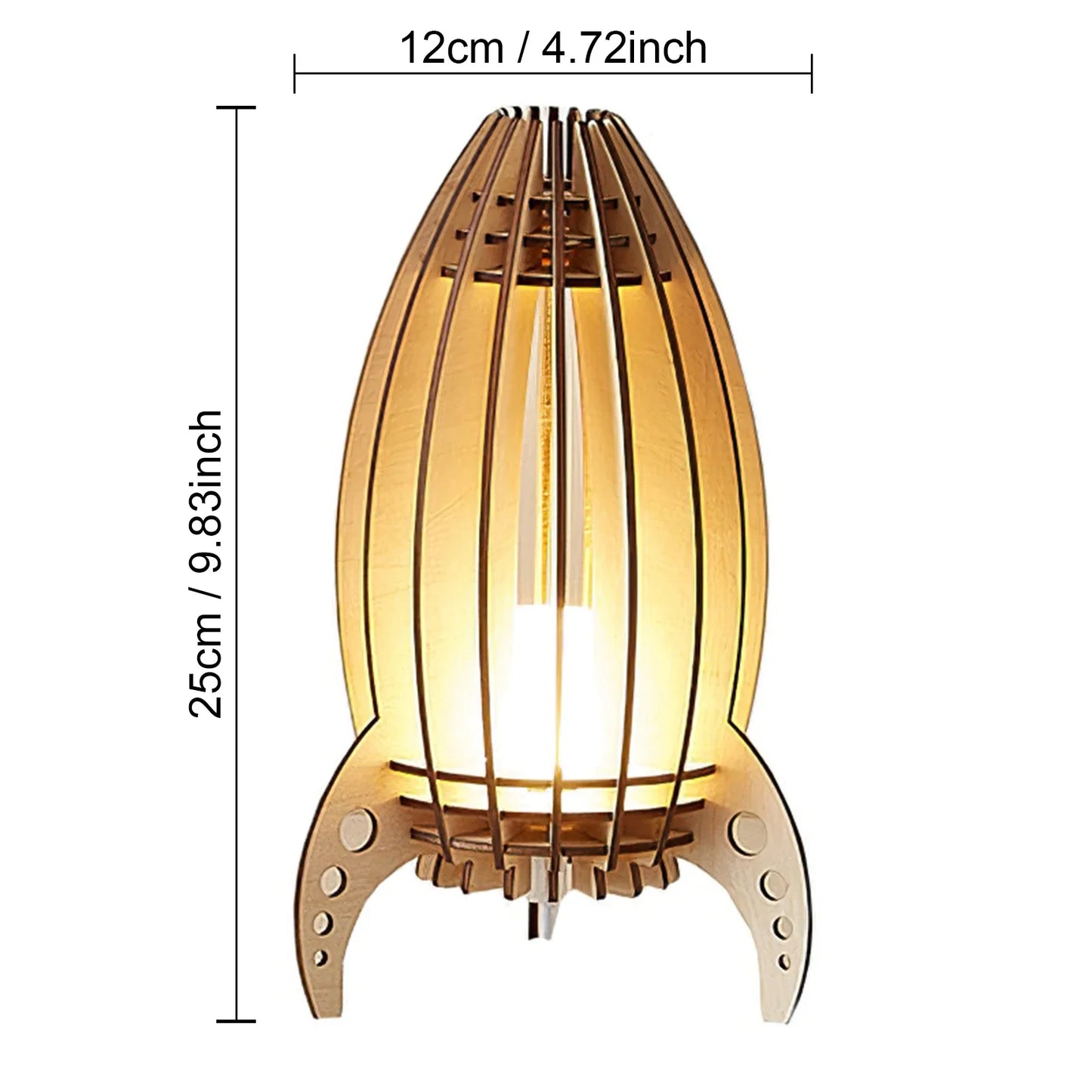Lampe de chevet en bois sans fil fusée