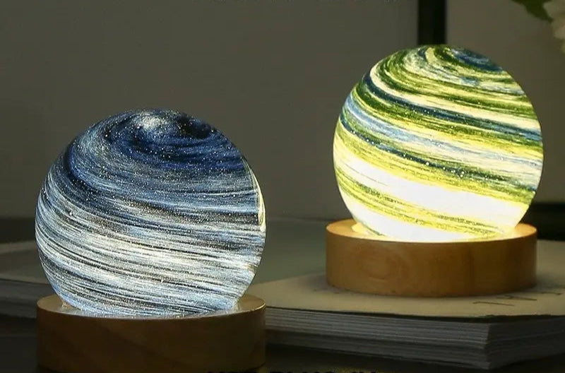 Petite lampe de chevet sans fil boule de cristal en verre