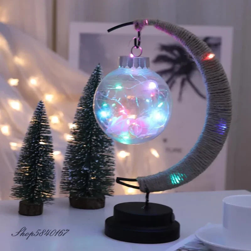 Lampe de chevet rotin en forme de croissant de lune