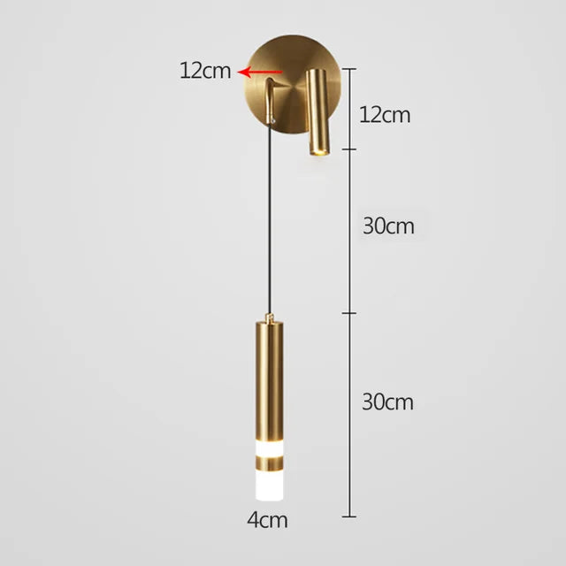 Lampe de chevet murale design en métal à double faisceau lumineux