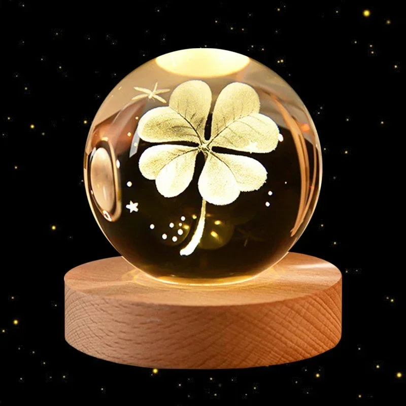 Lampe de chevet design sans fil boule de cristal