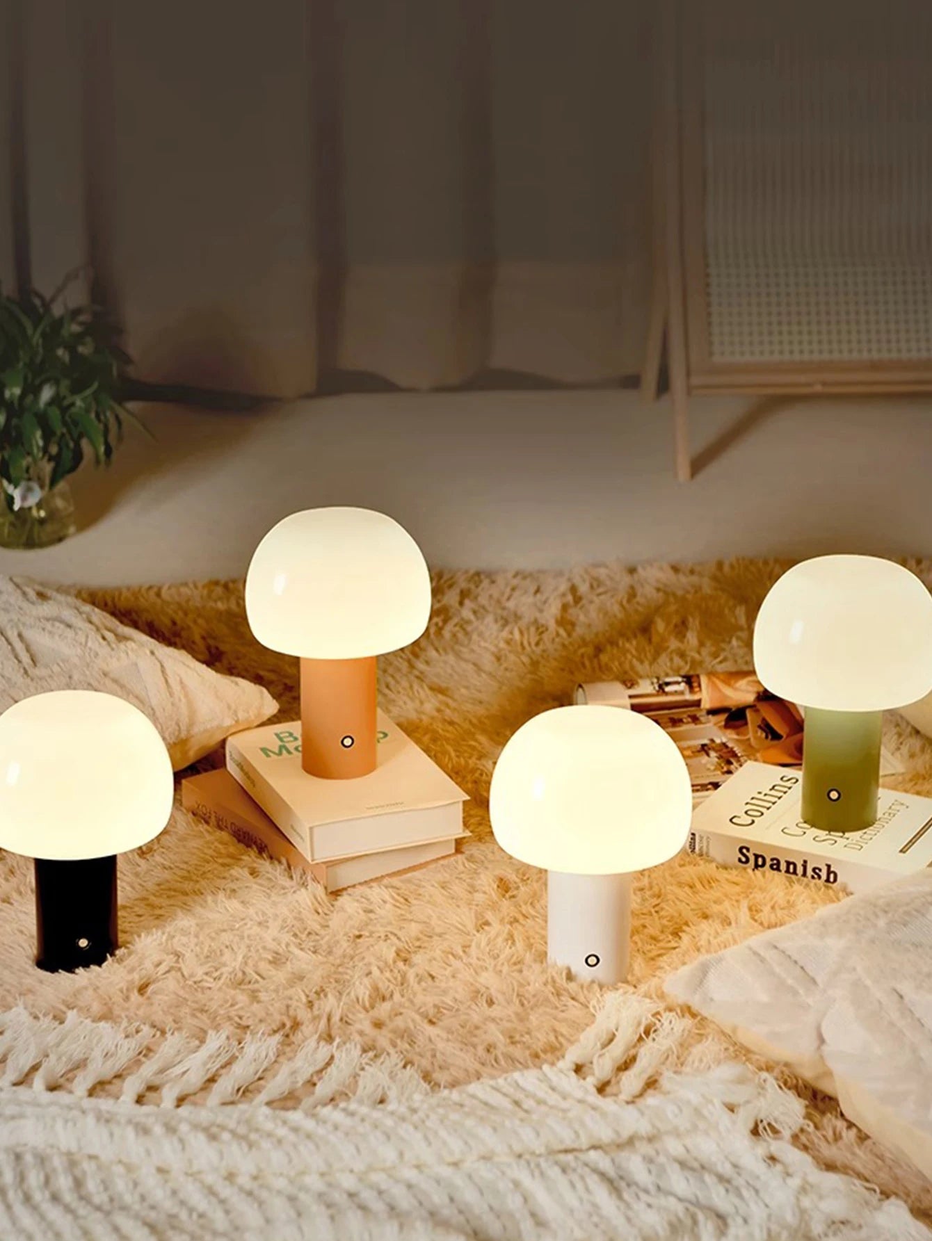Petite lampe de chevet champignon sans fil rechargeable