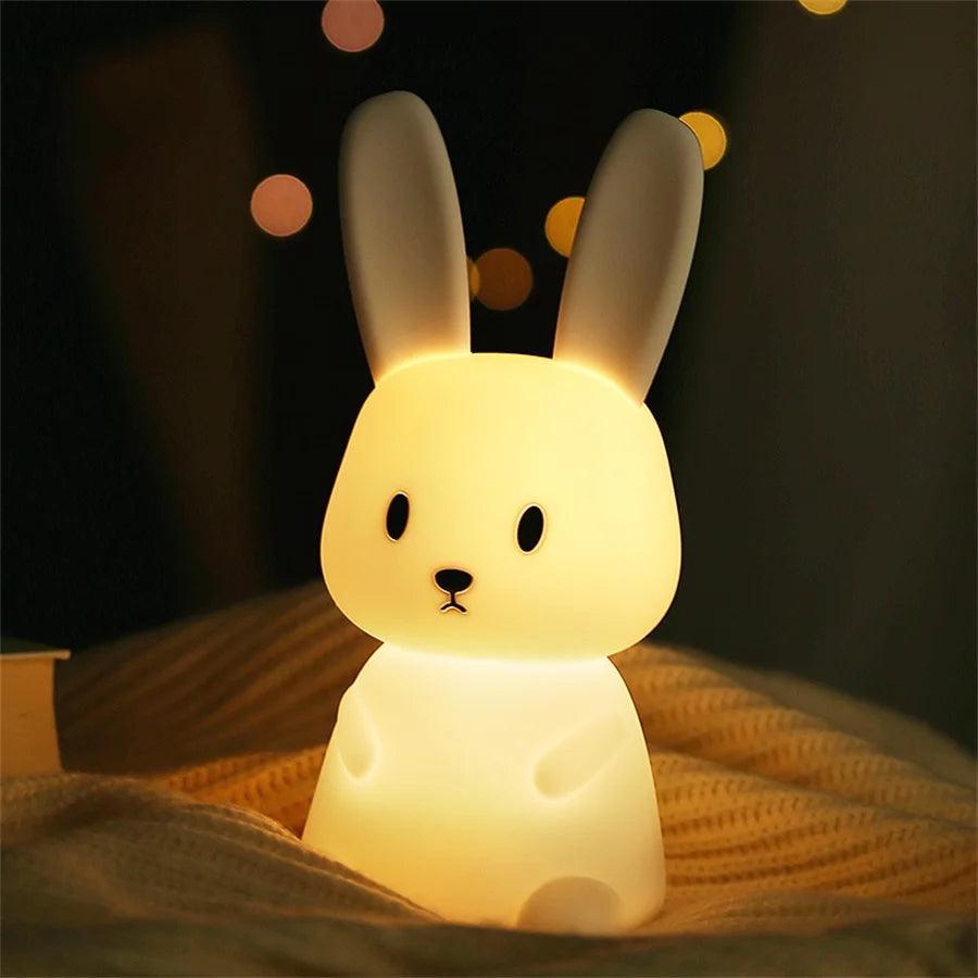 Lampe de chevet enfant sans fil tactile & rechargeable en forme de lapin