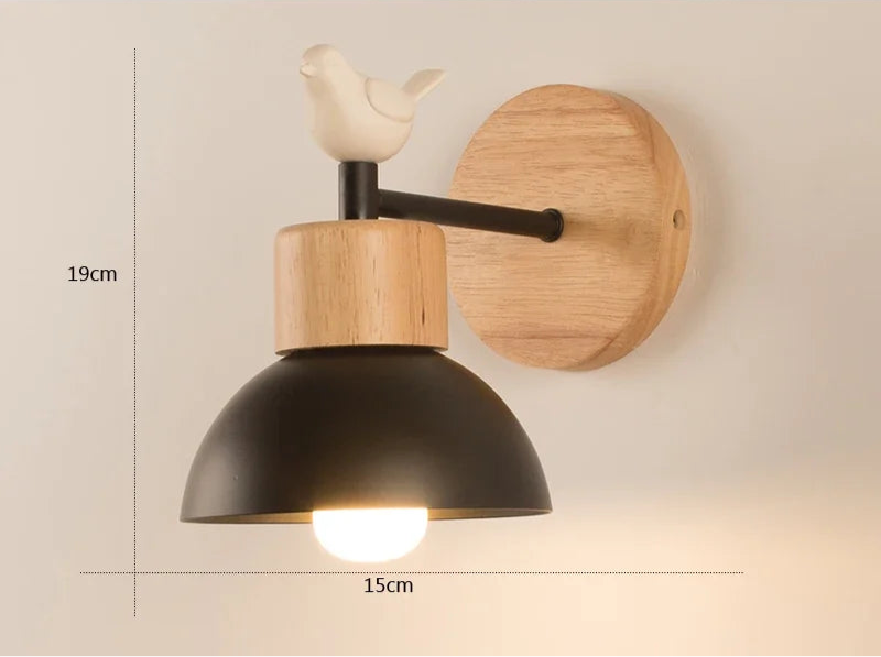 Lampe de chevet murale scandinave en bois & métal