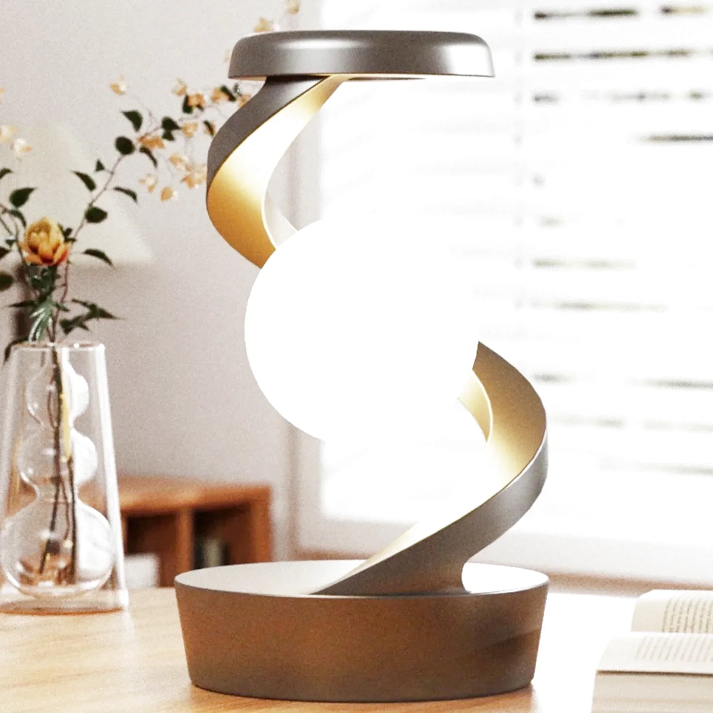 Lampe de chevet design boule flottante 3D chargeur induction