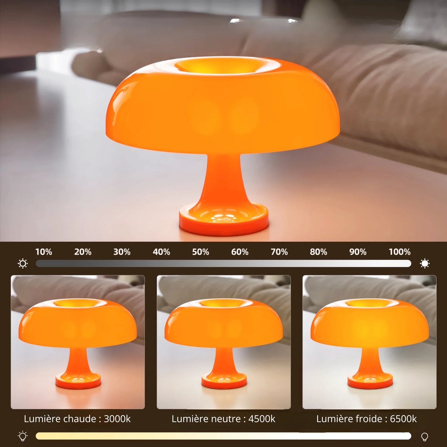 Lampe de chevet design en forme de champignon