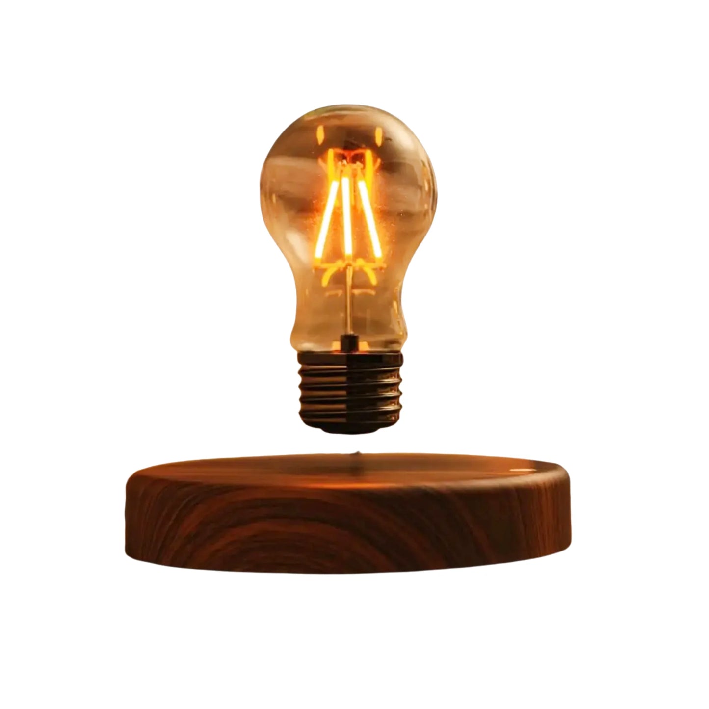 Lampe de chevet en bois vintage avec ampoule en lévitation