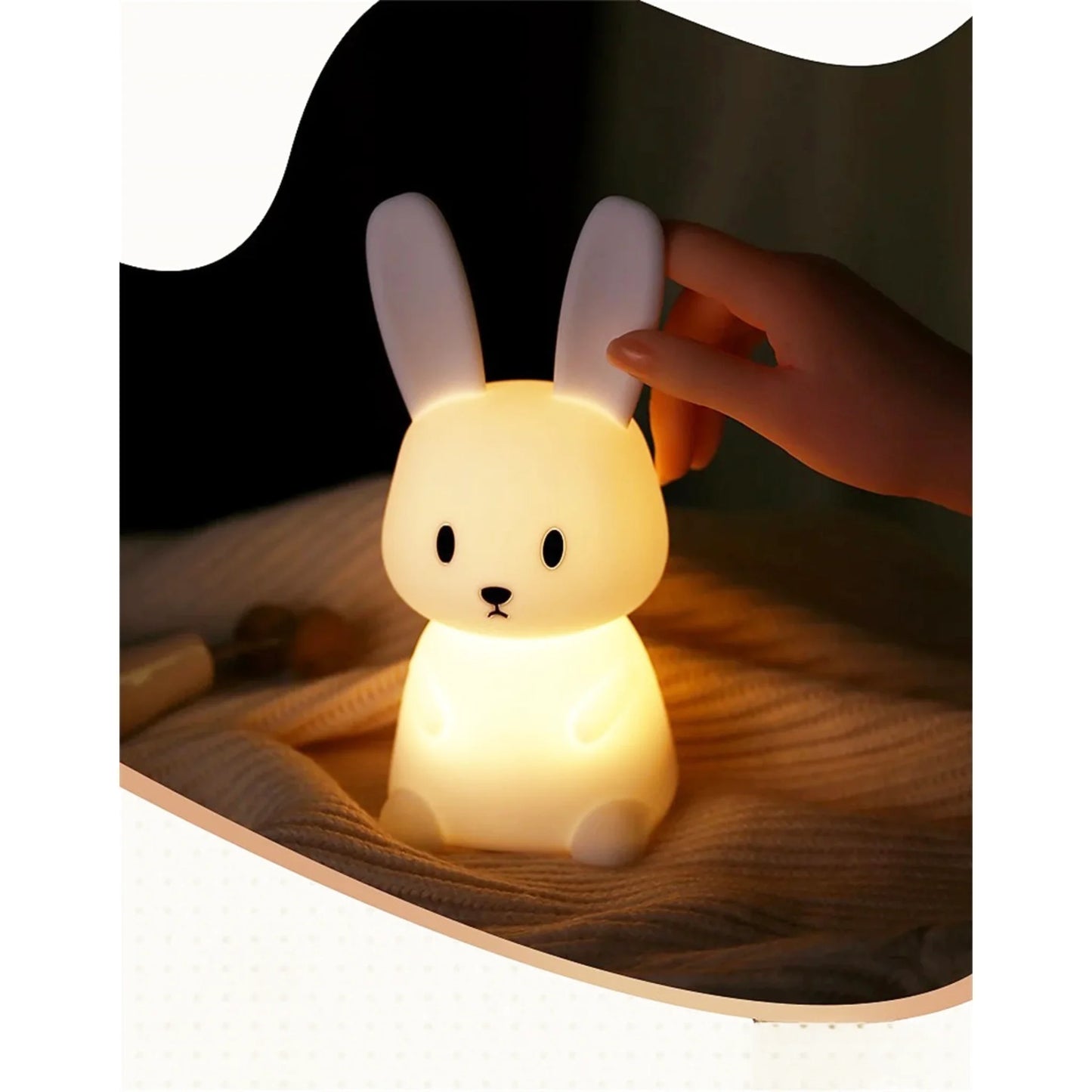 Lampe de chevet enfant sans fil tactile & rechargeable en forme de lapin