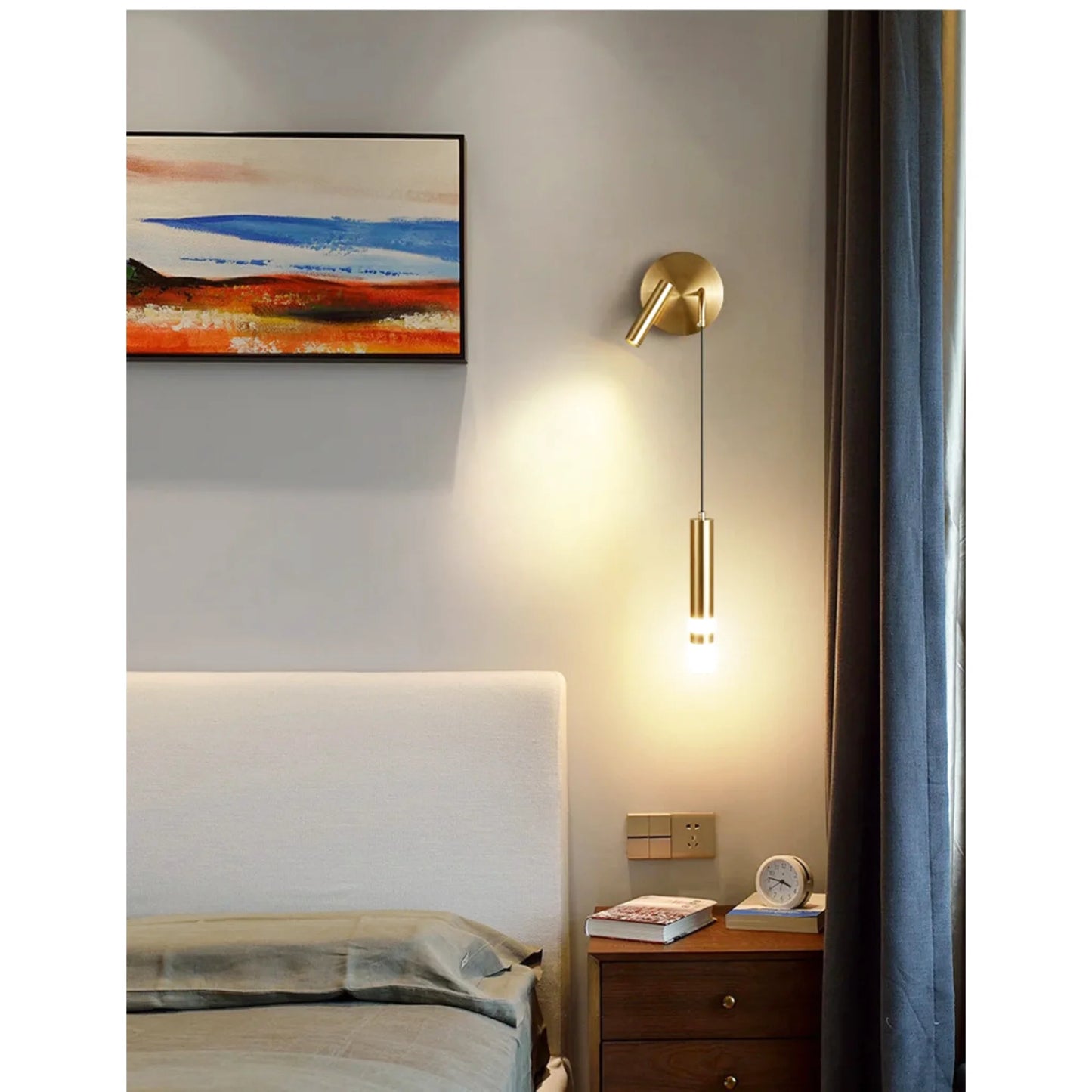 Lampe de chevet murale design en métal à double faisceau lumineux