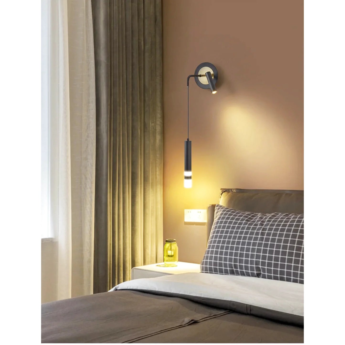 Lampe de chevet murale design en métal à double faisceau lumineux