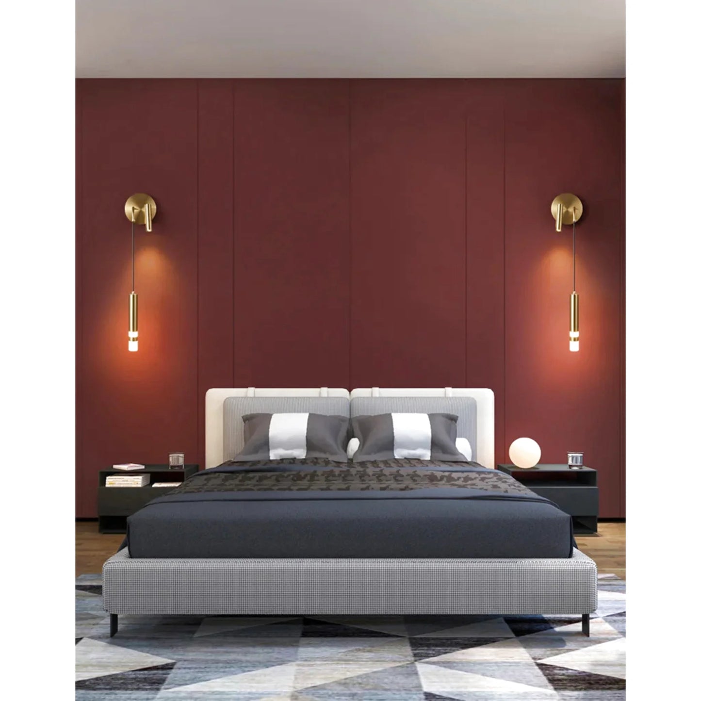 Lampe de chevet murale design en métal à double faisceau lumineux