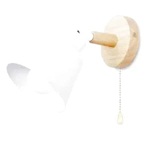 Lampe de chevet murale scandinave avec abat-jour en métal et base en bois avec interrupteur à cordon