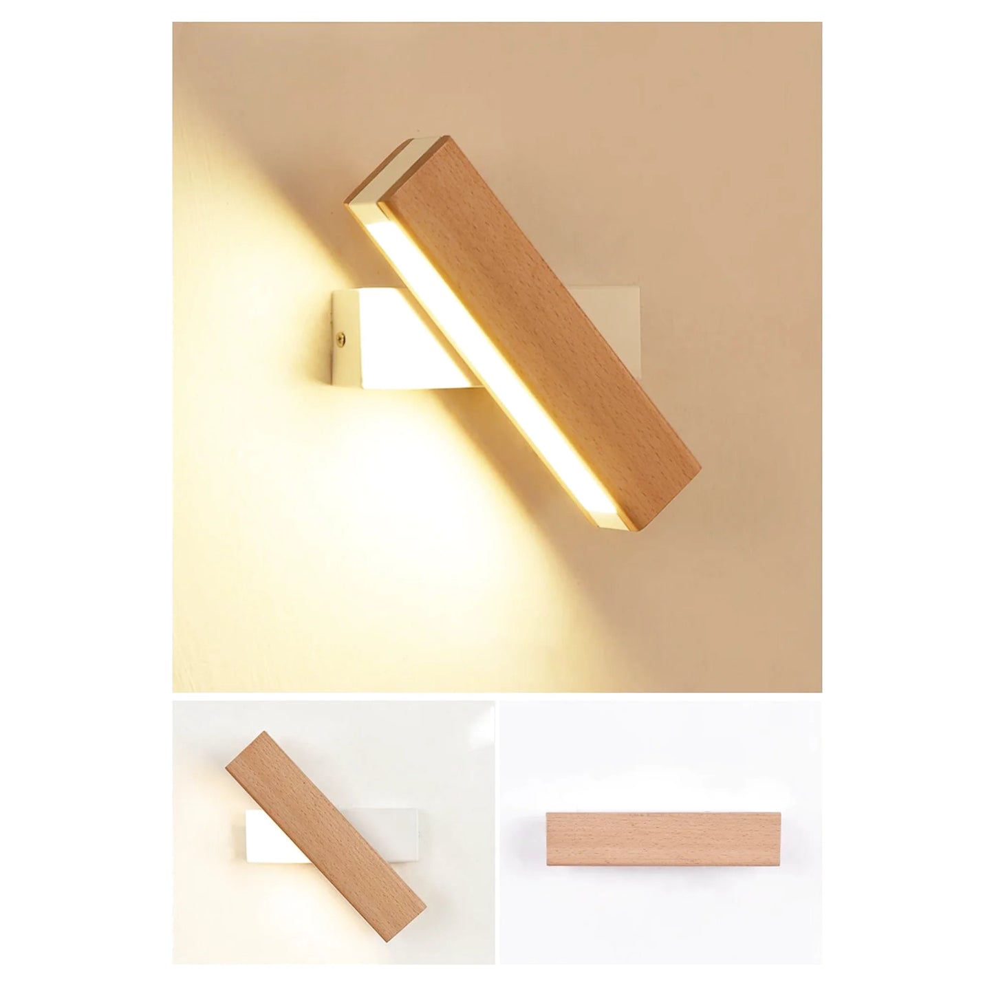 Lampe de chevet murale scandinave en bois