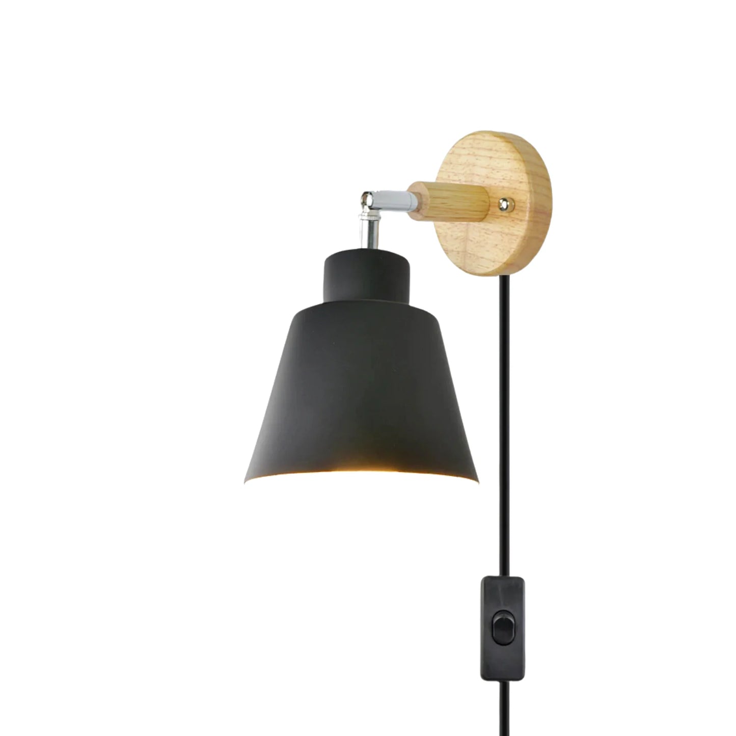 Lampe de chevet murale scandinave en bois & métal à tête orientable