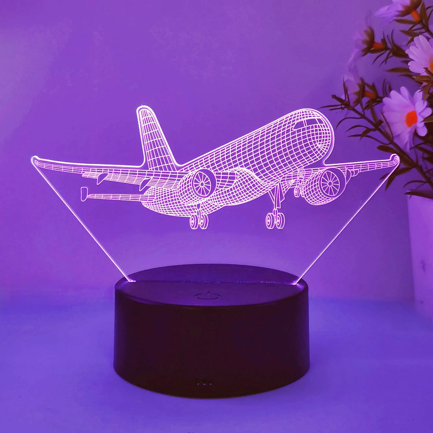 Lampe de chevet pour enfant à pile tactile avion 3D.