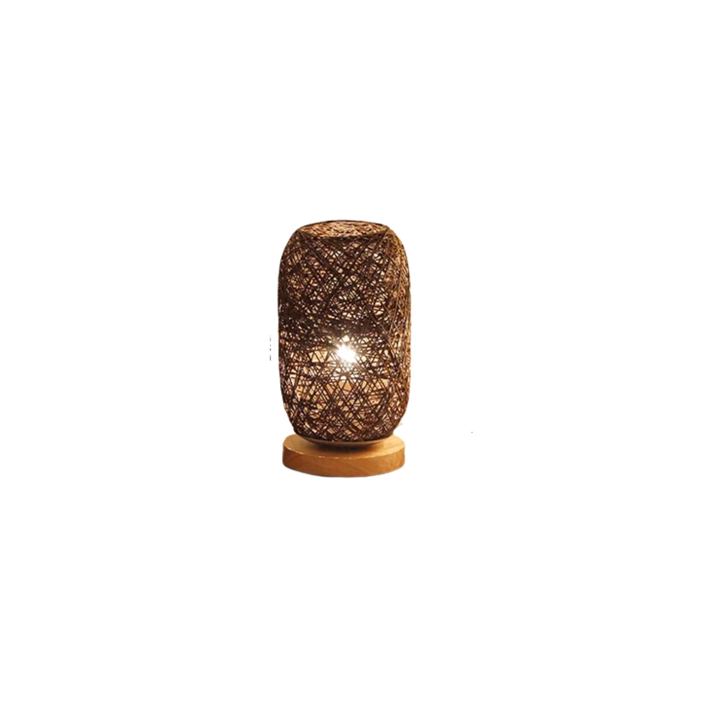 Lampe de chevet rotin bohème dôme allongé
