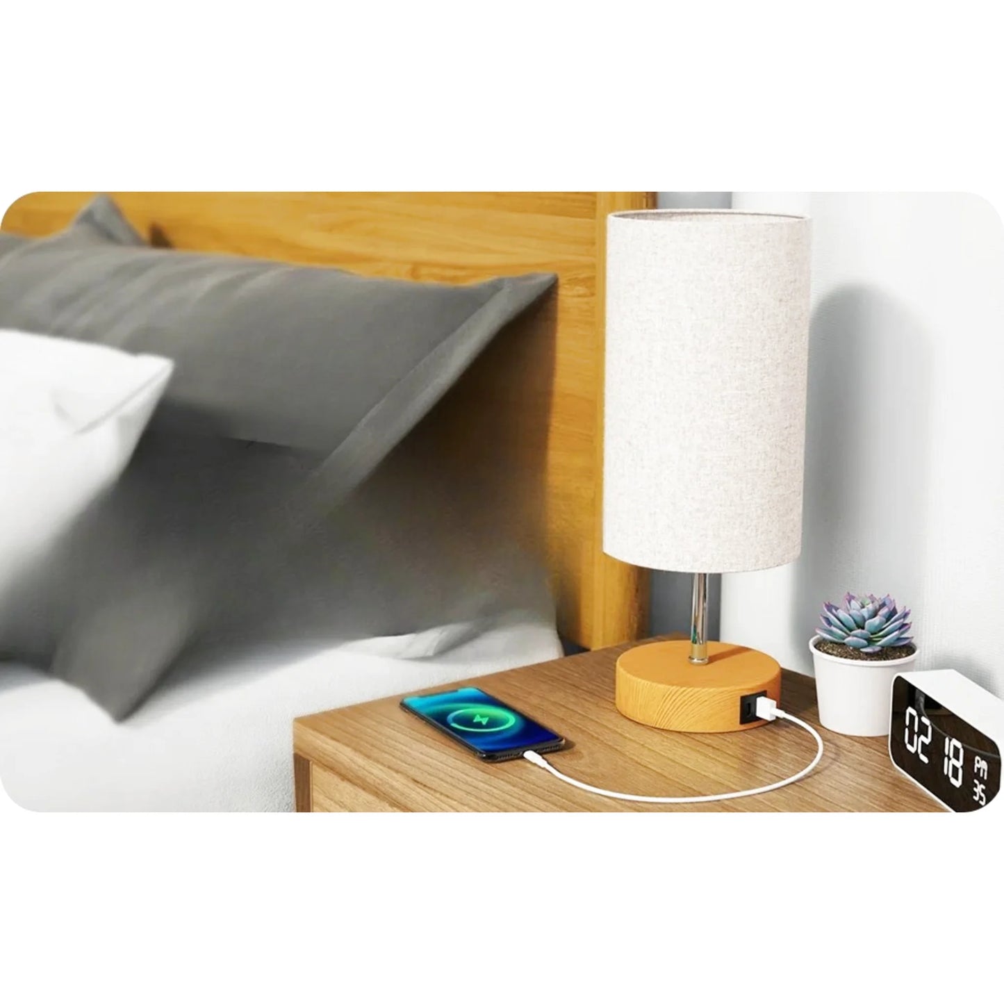 Lampe de chevet tactile et rechargeable style scandinave