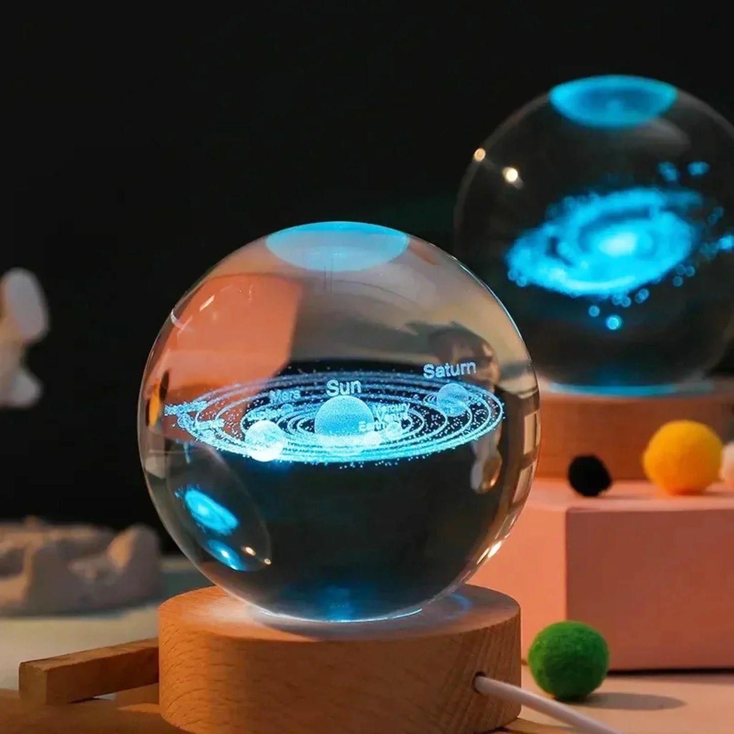 Petite lampe de chevet pour enfant tactile boule de cristal astronomie