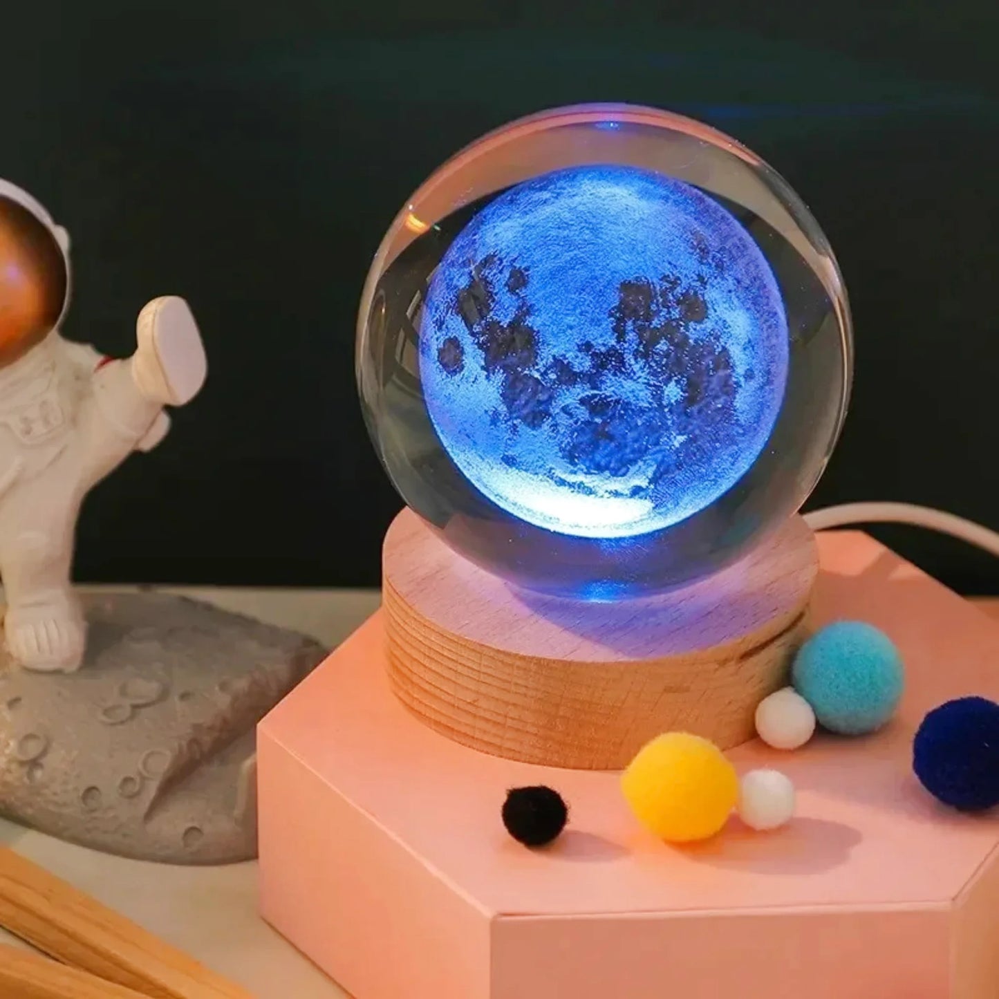 Petite lampe de chevet pour enfant tactile boule de cristal astronomie