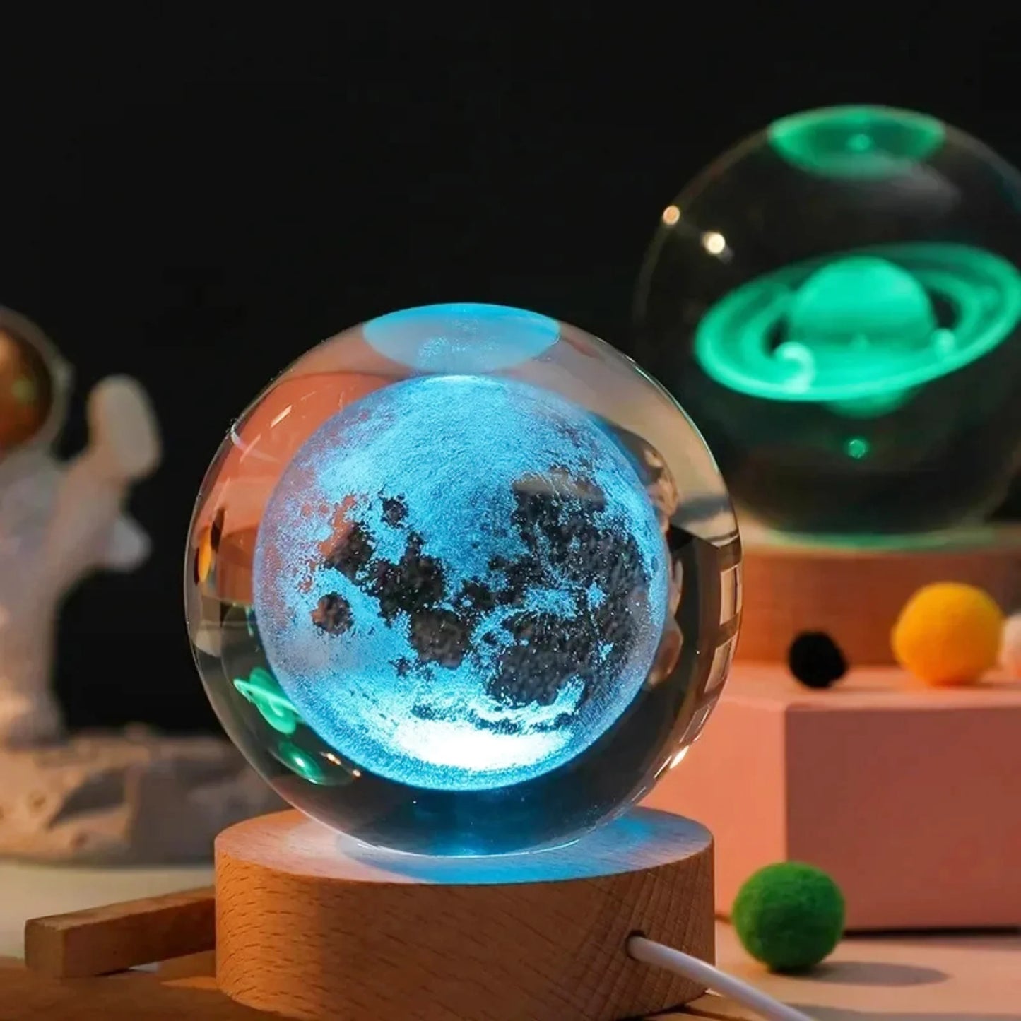 Petite lampe de chevet pour enfant tactile boule de cristal astronomie