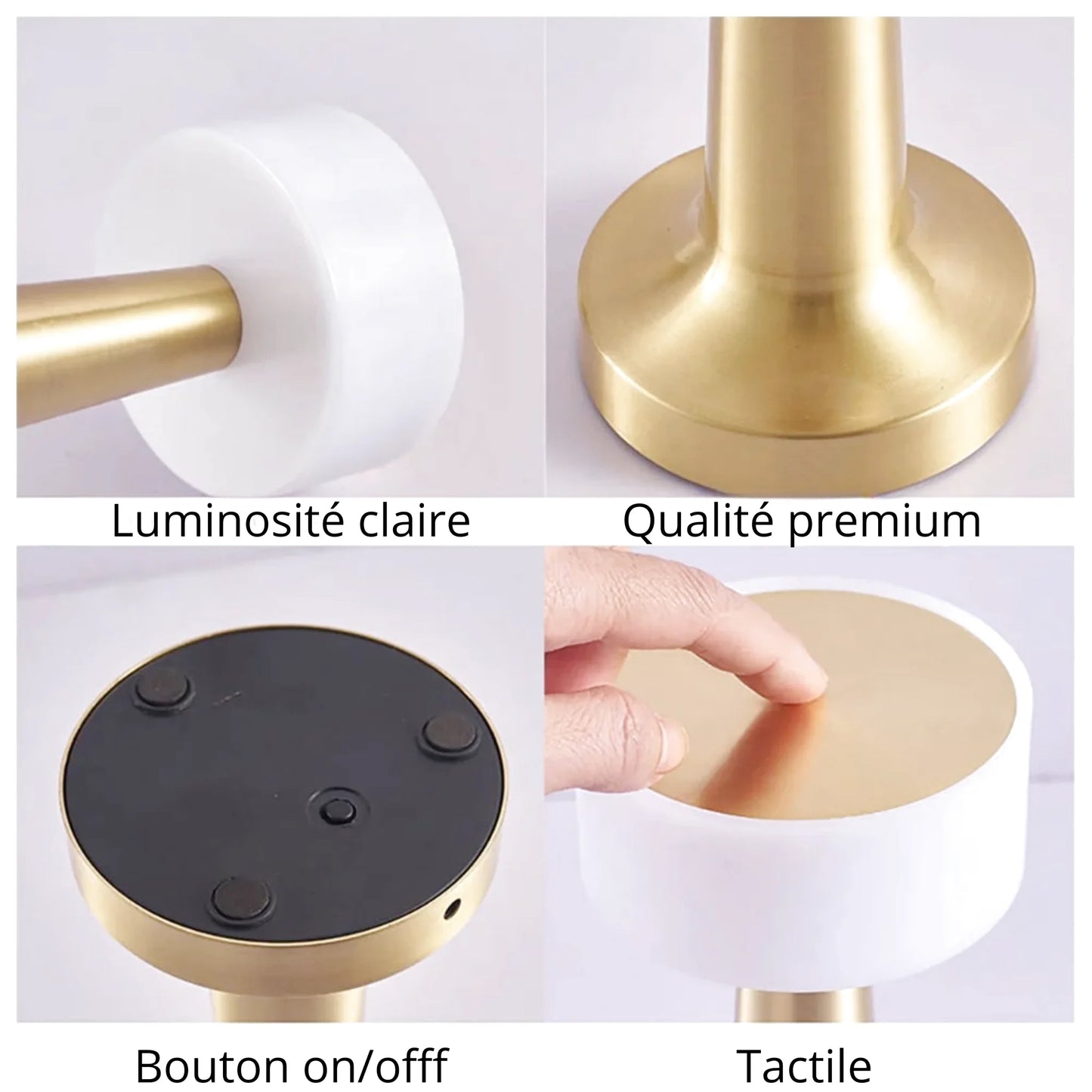 Petite lampe de chevet tactile rétro en métal sans fil rechargeable