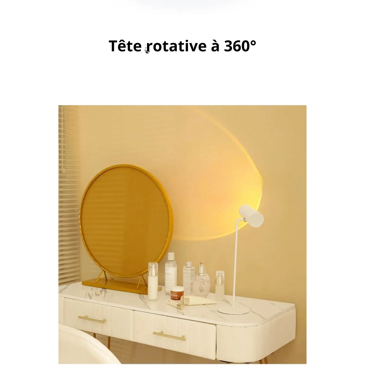 Petite lampe de chevet tactile sans fil rechargeable à tête rotative