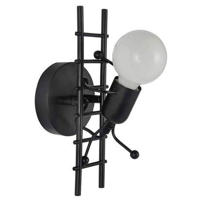 Lampe de chevet murale en métal en forme de bonhomme sur une échelle