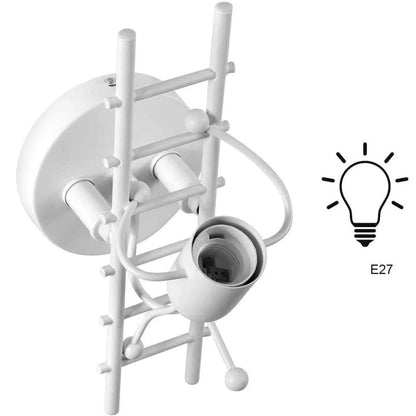 Lampe de chevet murale en métal en forme de bonhomme sur une échelle